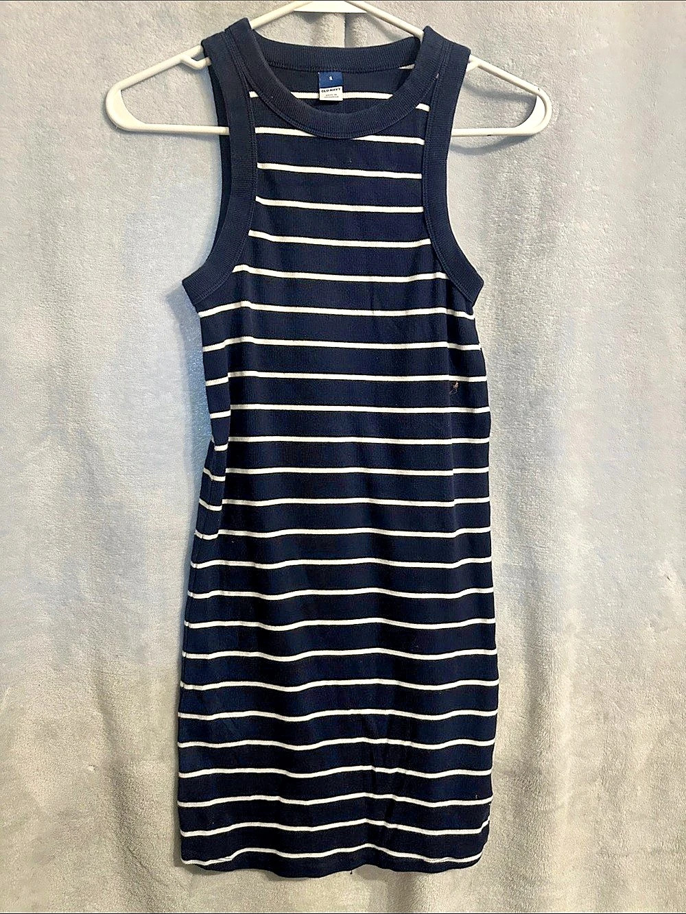 Old Navy Fitted Striped Sleeveless Rib-Knit Mini Dress Black & White
